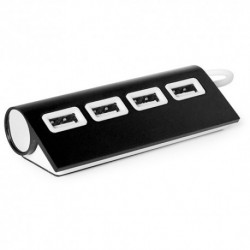 Puerto USB de diseño bicolor y elegante acabado en aluminio. Color negro