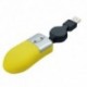 Mini ratón óptico con cable retráctil. Color amarillo