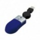 Mini ratón óptico con cable retráctil. Color azul