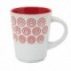 Taza de cerámica con divertidos diseños de circulitos en el exterior y el interior de color rojo