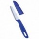 Practico cuchillo de acero inoxidable con funda. Color azul