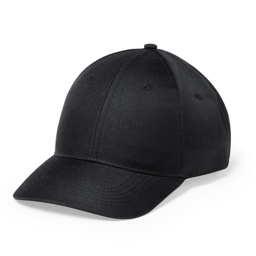 Gorra negra de 6 paneles con cierre de velcro