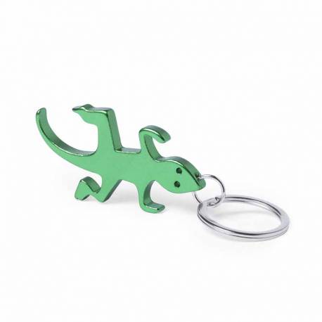 Llavero abridor con forma de salamandra, color verde